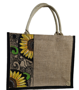 Combo jute tote bag and sunflower panama